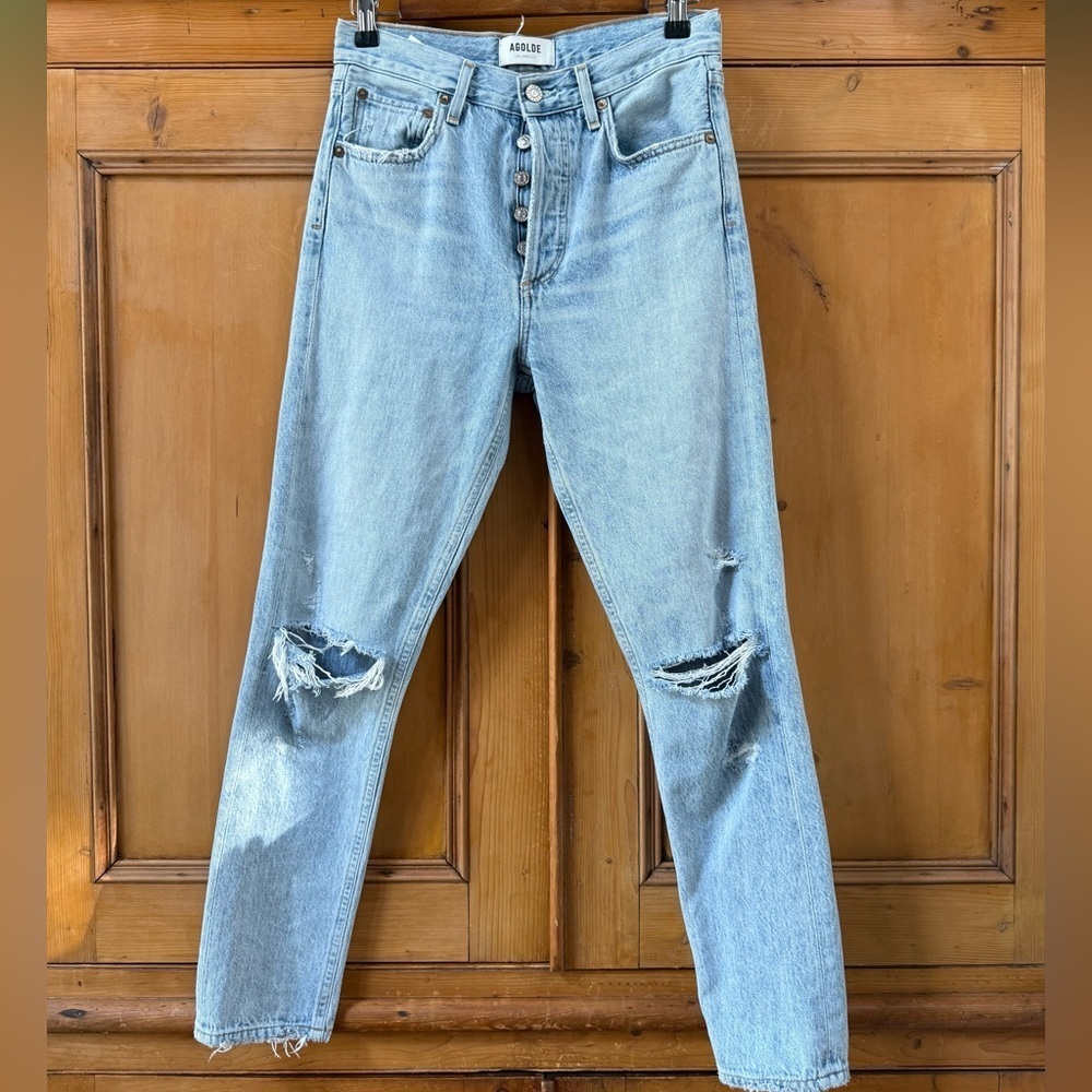 Agolde Jamie High Rise Classic Light Blue Jeans - Picture 12 of 13